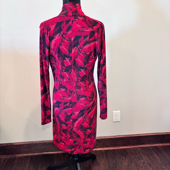 Norma Kamali Faux Wrap Jersey Dress, Feather Print, Medium, Office Cocktail - Picture 6 of 16